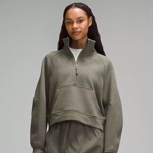 Scuba Oversized Funnel Neck Half Zip- Army Green